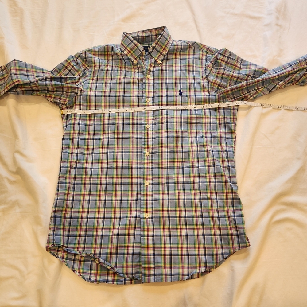 Ralph Lauren Plaid Button Down Shirt Mens Small Colorful Navy Pony Logo - Picture 7 of 7
